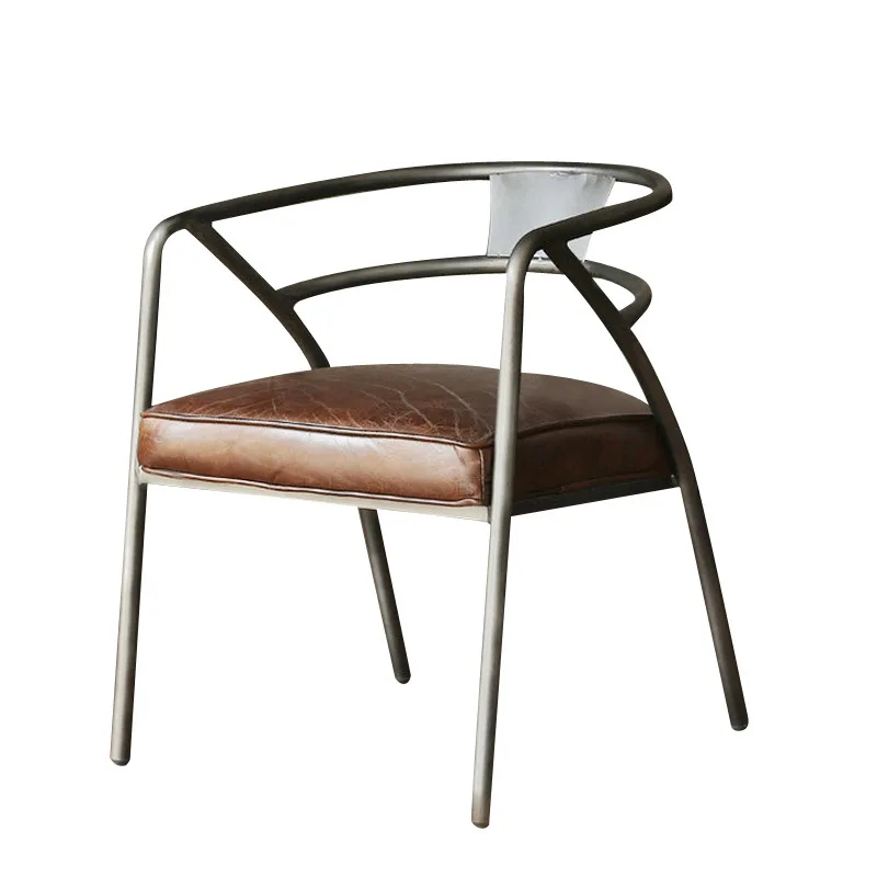 American loft retro industrial style wrought iron cafe western restaurant table and chair combination armrest casual back chair