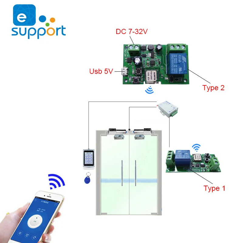 eWeLink wifi switch DC 5V 12v 24v 32v Inching/Self-Locking wireless Relay module Smart home Automation for Door access