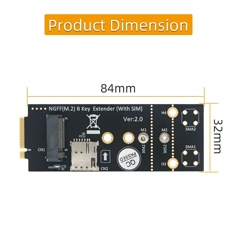 NEW NGFF M.2 B Key Extender Adapter Card Riser NANO SIM Slot M2 B-Key to B-Key Support 3042 3052 3G/4G/5G M2 Wifi Network Module