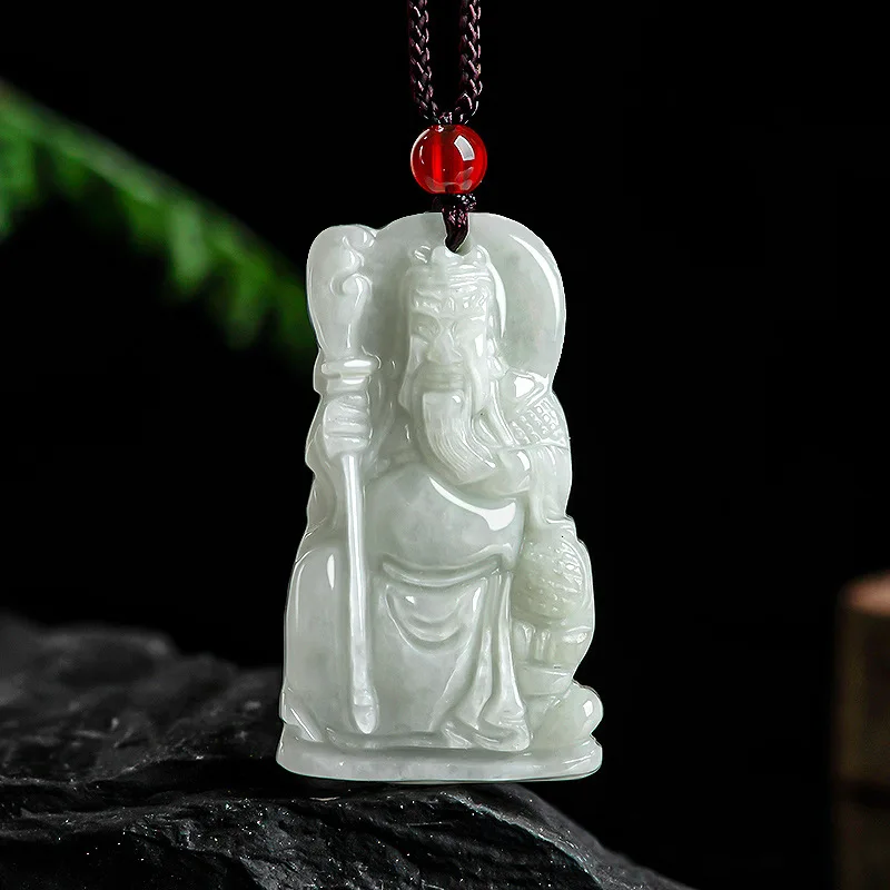 

Solitary A product natural and fashionable Burmese jade Wu Shen Guan Gong pendant ice type jade male guardian deity Sihui jade
