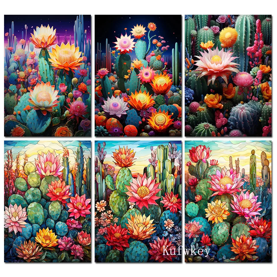 Cactus Tropical Plants DIY 5D Diamond Painting Full Square Round Diamond Embroidery Mosaic Flowers For Home Decor New 2024 Gift