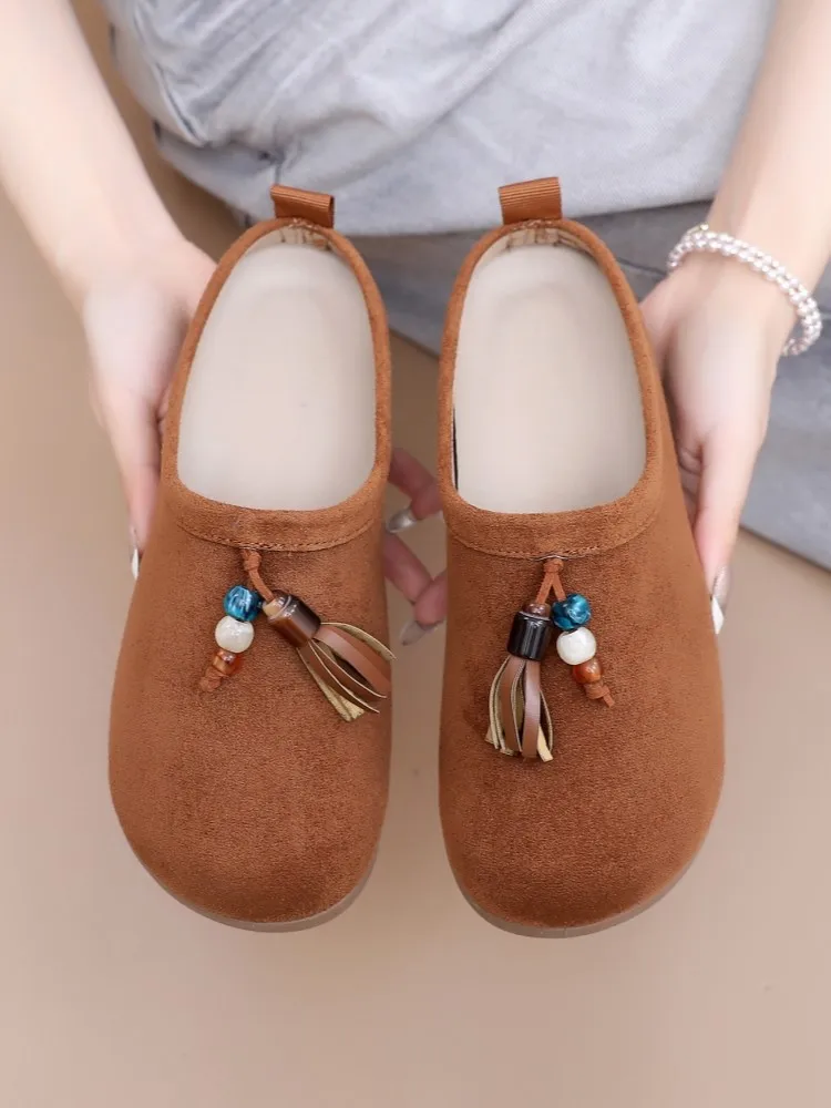 New Shoes Women's Flat Bottom Half Support Lazy Shoes Shallow Mouth Casual Shoes Soft Sole Cloth Shoe Women's Single Shoe Spring