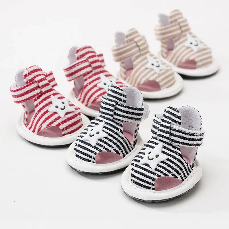 Cartoon Dog Shoe Striped Stars Canvas Shoes Clothing for Dogs Small Super Pet Outfits Cute Spring Summer Non-slip Ropa Perro