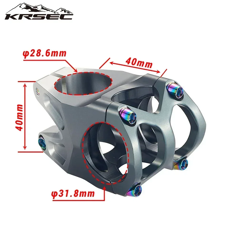 KRSEC Gradient Color Bicycle Stem 40mm Length CNC 3D Cutting Mountain Bike Stem for 31.8mm Bicycle Handlebars