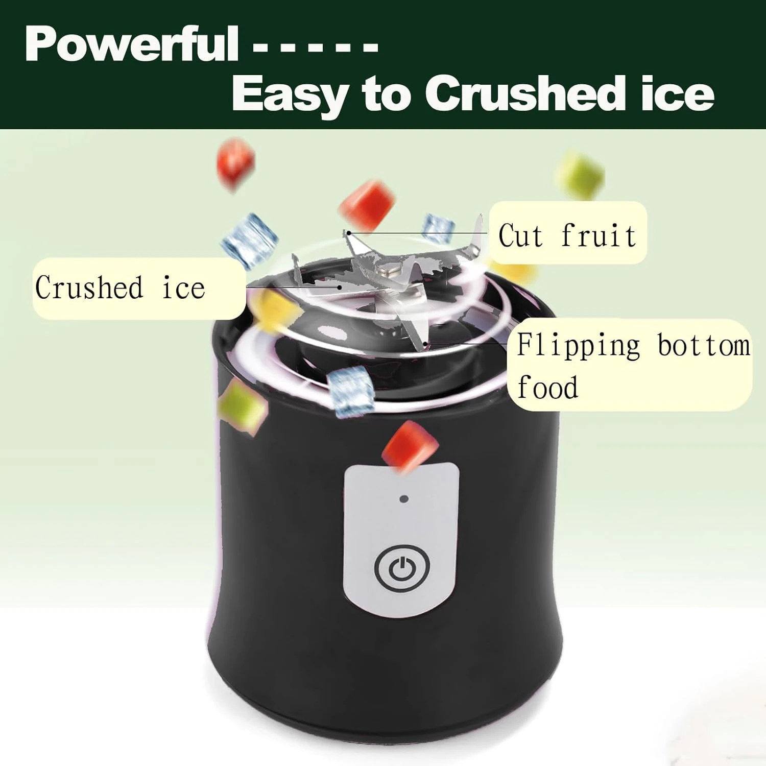 Portable White Mini USB Blender with 13.5 Oz Capacity - Personal Blender for Shakes, Smoothies - Six Ultra Blades, BPA Free, Typ