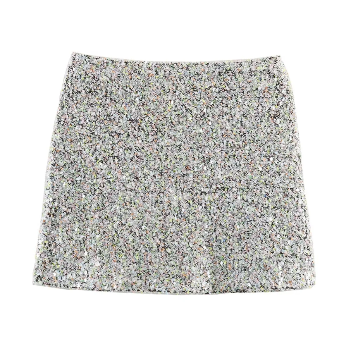 ملابس نسائية جديدة لخريف 2025 موضة غير رسمية مزاجية بسيطة مزخرفة بالخرز وأكمام طويلة + تنورة قصيرة عالية الخصر