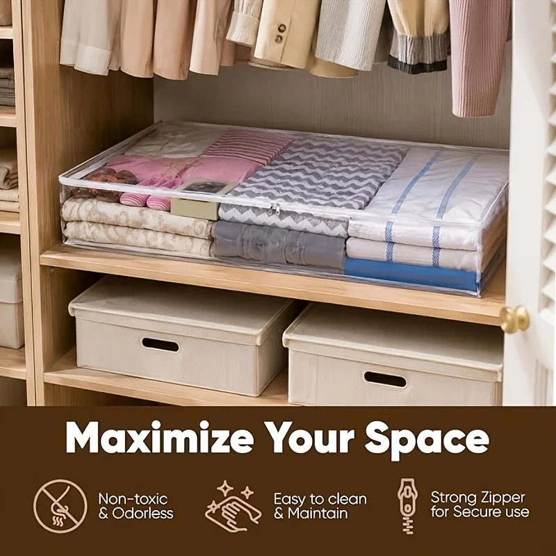 [Home Storage Magic] Set of 2 large-capacity transparent storage bags, waterproof and moisture-proof, perfect for under the bed