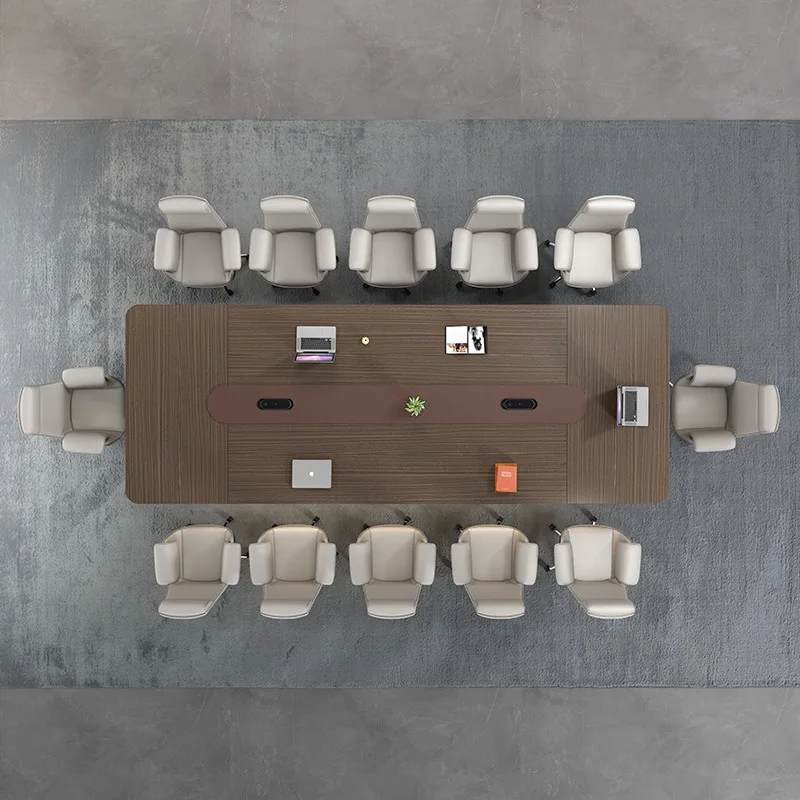 Leichter, luxuriöser langer Tisch für Besprechungen, langer Tisch, Backfarbe, Atmosphäre, Besprechungstisch, Besprechungstischmöbel