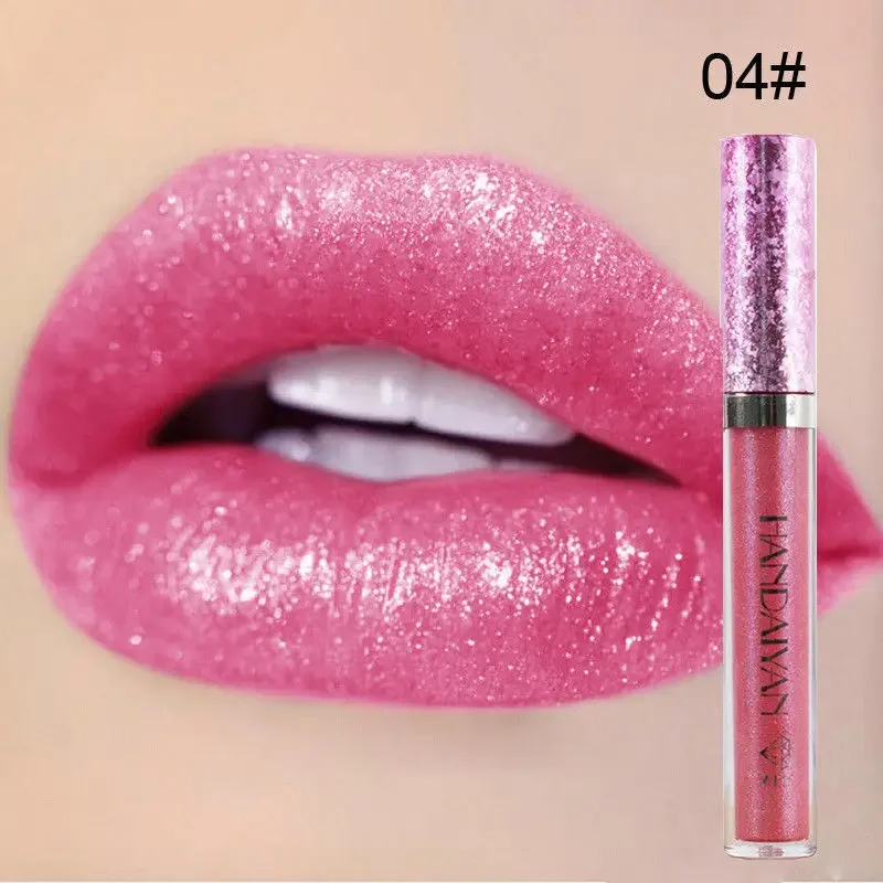 Brillo de labios nacarado de diamante, lápiz labial líquido hidratante duradero, resistente al agua, taza antiadherente, espejo de agua, maquillaje Sexy