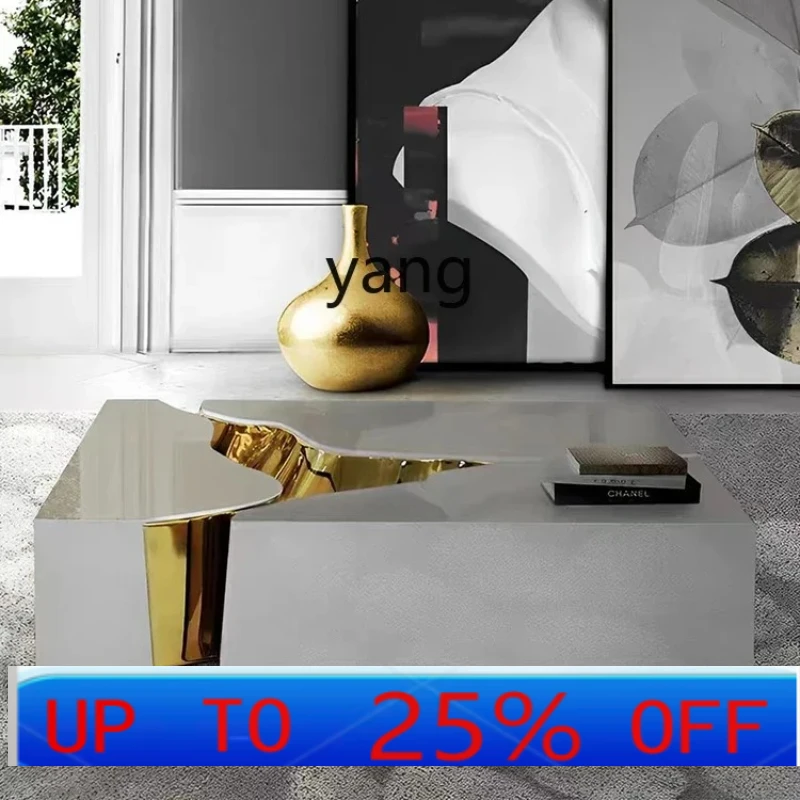 

lmm Modern Minimalist Square Coffee Table Living Room Light Luxury Stainless Steel Tea Table Model Room