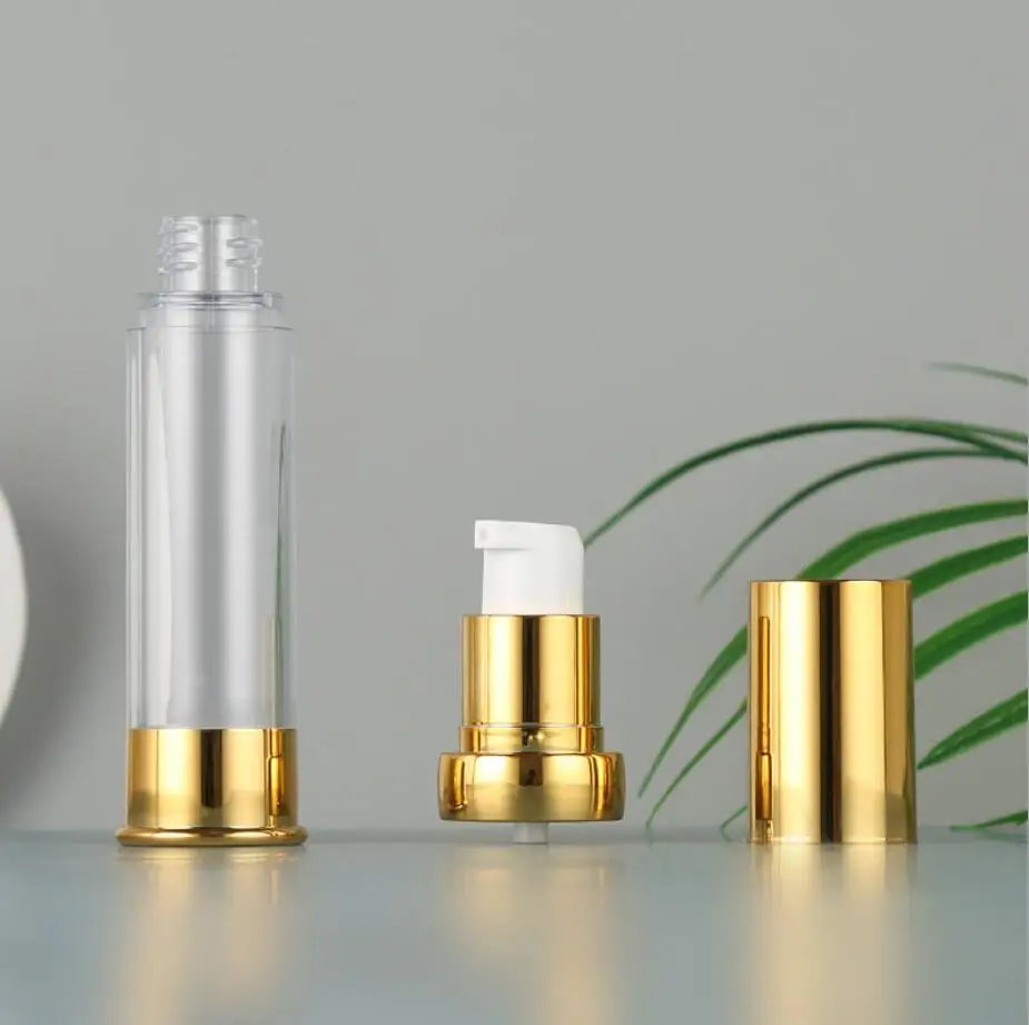 15ml garrafa de plástico mal ventilada dourada loção emulsão soro olho essência fundação toner toalete equilíbrio cuidados com a pele embalagem cosmética