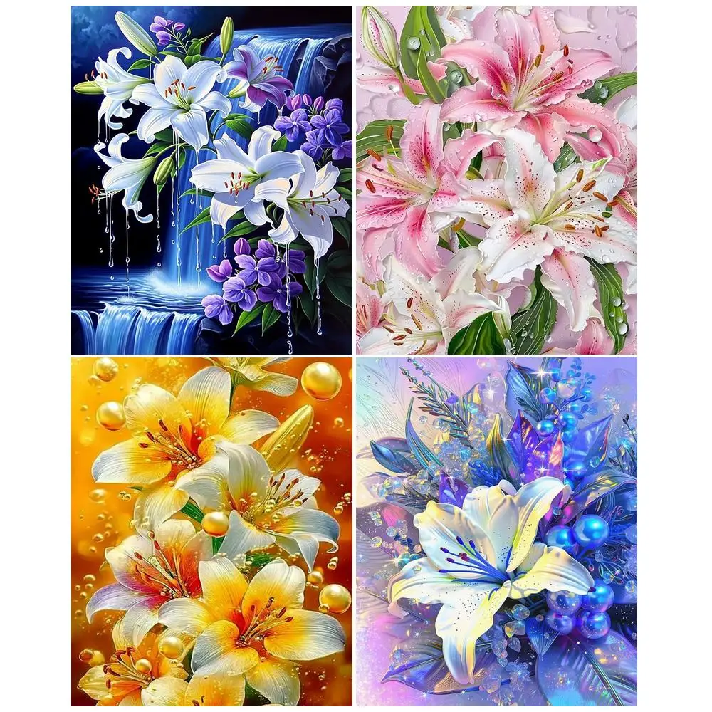 GATYZTORY Painting Paints By Numbers hobby Canvas lily Picture Markers By Numbers Flower Posters For Kitchen Art Stuff Unframe