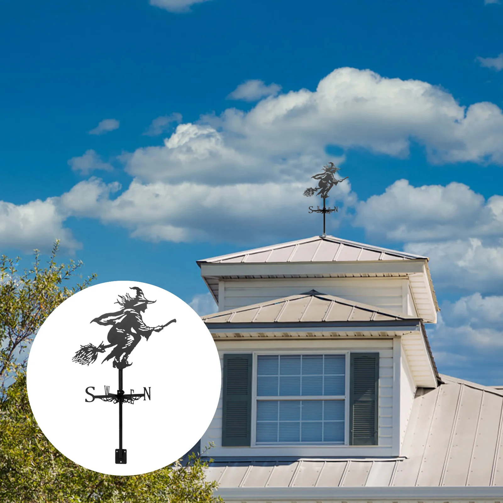 

Witch Vane Weather Roof Mount Vanes for Sheds Weathervane Farmhouse Wind Direction Indicator Decorative