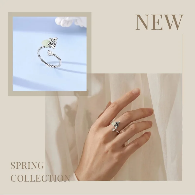 Women's Clover Adjustable Ring, Hummingbird Design Gift