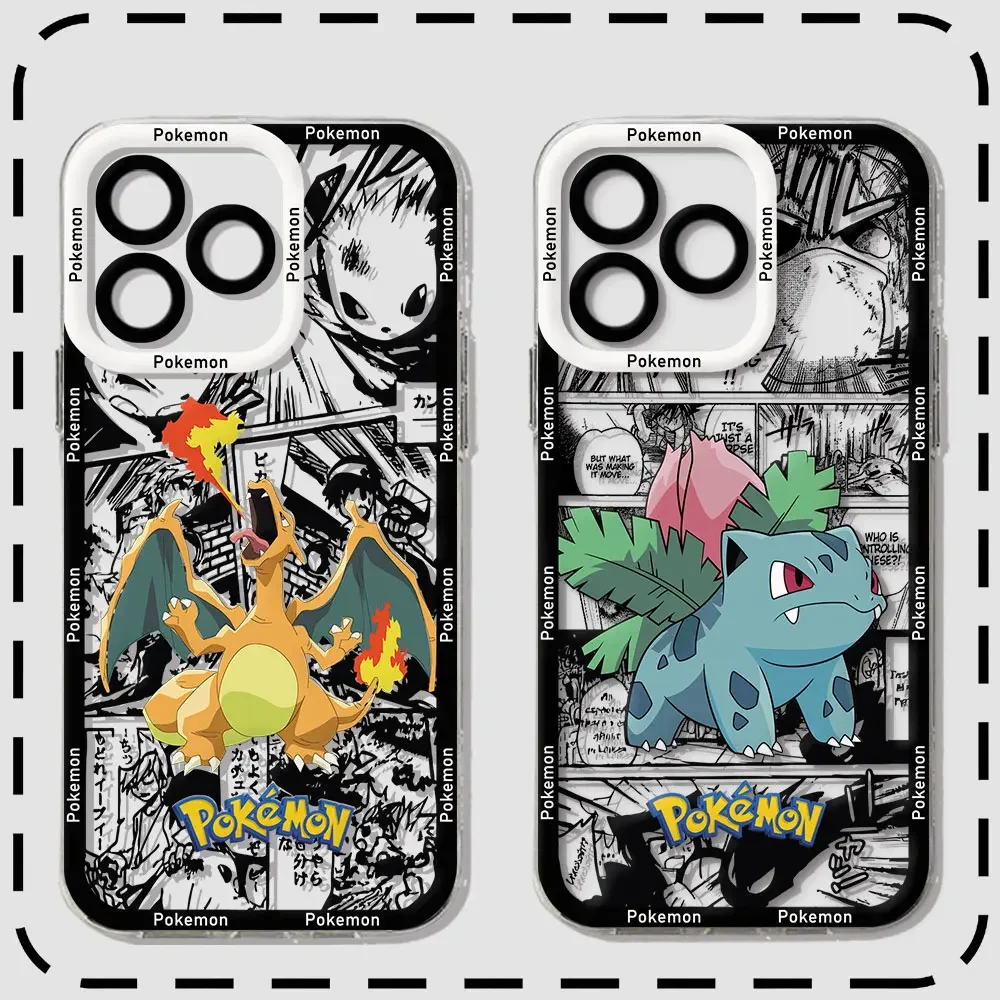 Anime Psyducks Pikachus Phone Case For Samsung S24 S23 S22 S21 S20 S10 FE Note 20 Plus Ultra Lite 5G Clear Soft Pokemons Cover