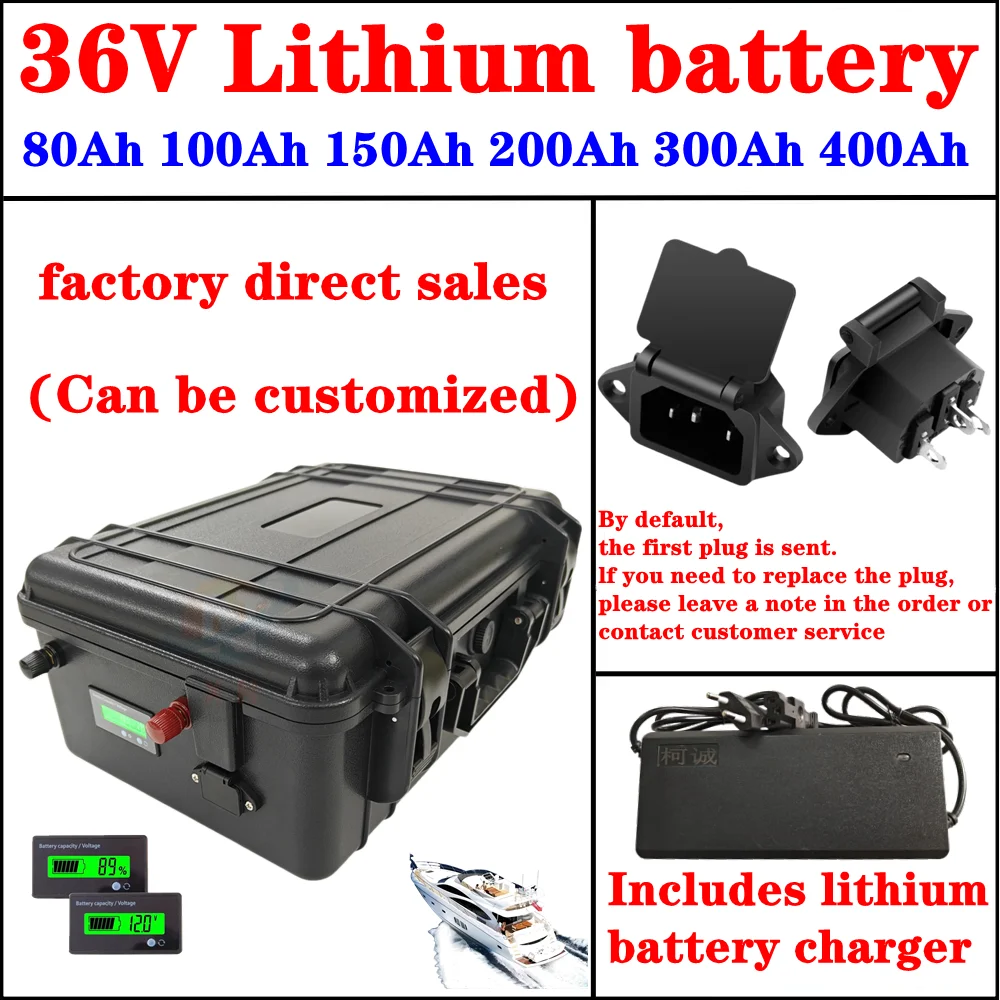 36V 40Ah 50Ah 80Ah 100Ah 200Ah 300Ah 400Ah lithium ion battery pack for 4000W 2000w tricycle scooter boat Solar energy EV