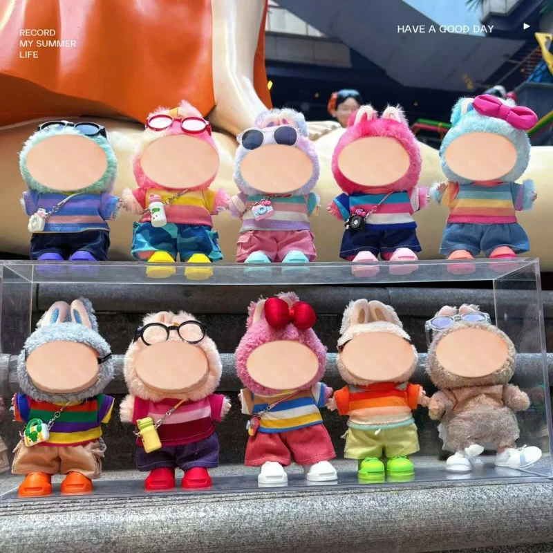 เสื้อผ้าตุ๊กตากล่องตาบอดไวนิล เสื้อยืดฤดูร้อน 17 ซม. เสื้อผ้าตุ๊กตาผ้าฝ้าย เปลี่ยนกางเกงทํางานลําลอง