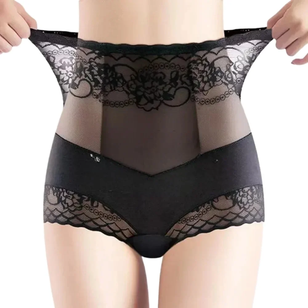 

Ultra-thin Panties Women Lace Embroidery Flowers Panties High Waist Butt Lifter Briefs Control Tummy Seamless Underwear 심리스 팬티