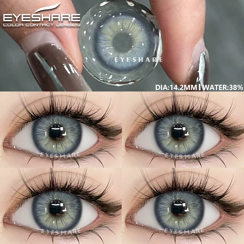 EYESHARE Neue farbige Kontaktlinsen, grüne Gläser für Augen, 1 Paar natürliche Look, braune Gläser, graue Pupillinse, Schönheits-Make-up, jährlich