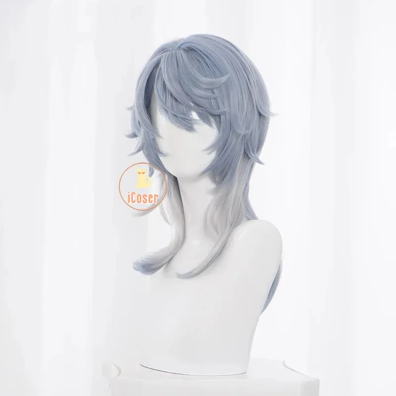 iCoser Sunday Cosplay Wig Wings Headwear Earrings Honkai Star Rail Light Blue Hair Halloween Party for Women Men Accessory Props