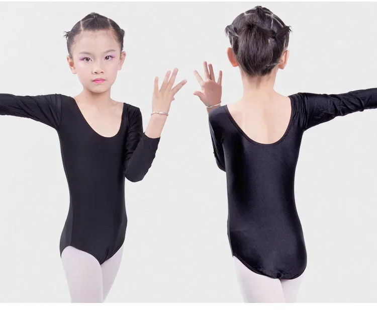 Ballet Manga Longa Feminina Collant, Roupa Corporal de Dança Infantil, Roupa de Bailarina, Ginástica Fille