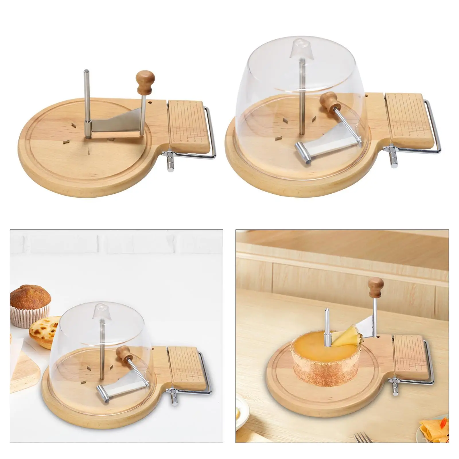 

Cheese Slicer Butcher Block Cheese Slicer Food Display with Stainless Steel Wire Rotating Cheese Graters for Handcrafted Soaps