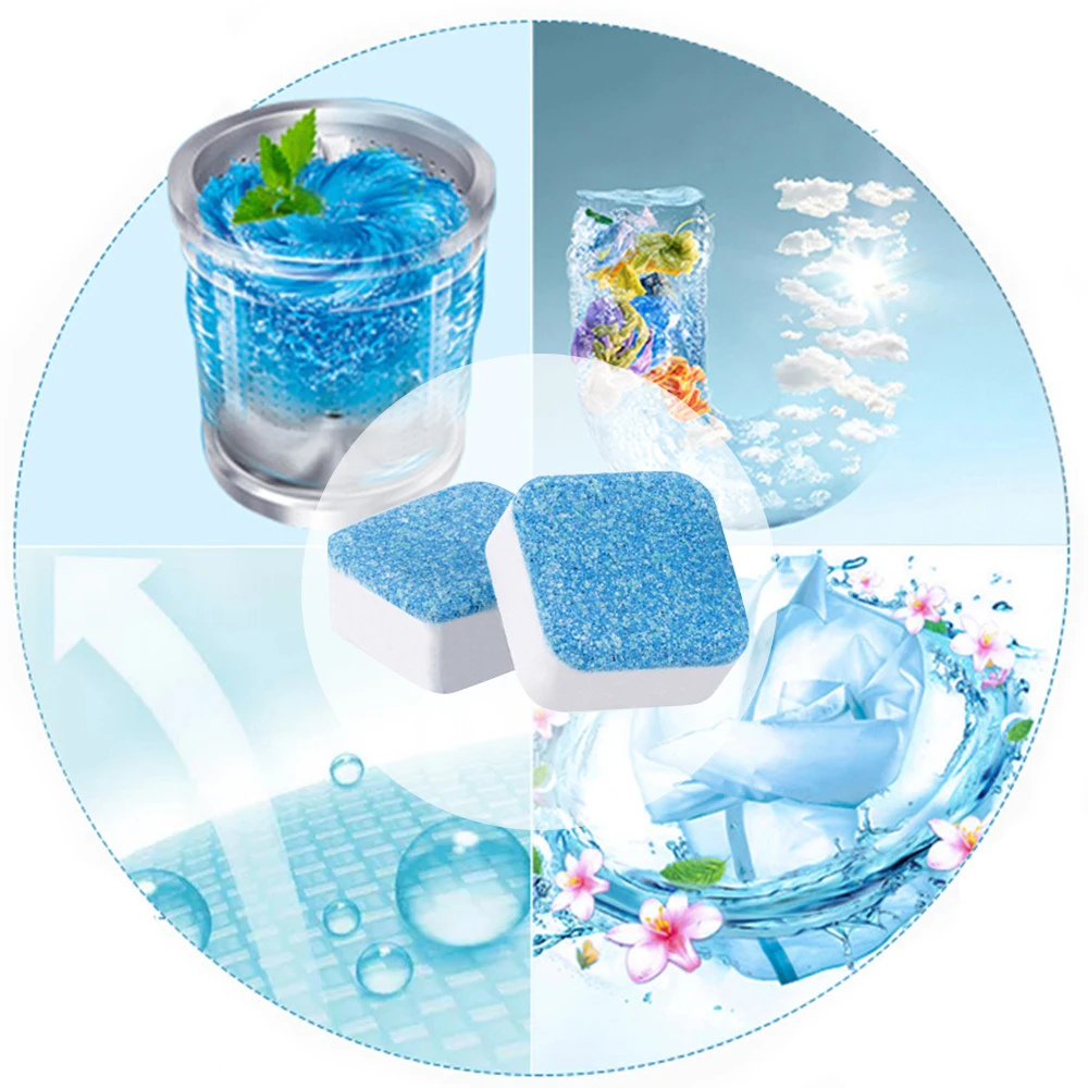 1/12/24PCS Tablets Washing Machine Effervescent Tablets Cleaner Laundry Deep Cleaning Remove Odor Decontamination Tablets