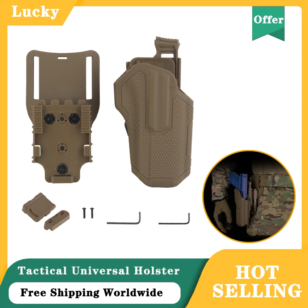 Tactical Hunting Release Holster Suitable MOLLE Plate Carrier&Belt，QLS Base Outdoor Airsoft Shooting Training Activity Equipment