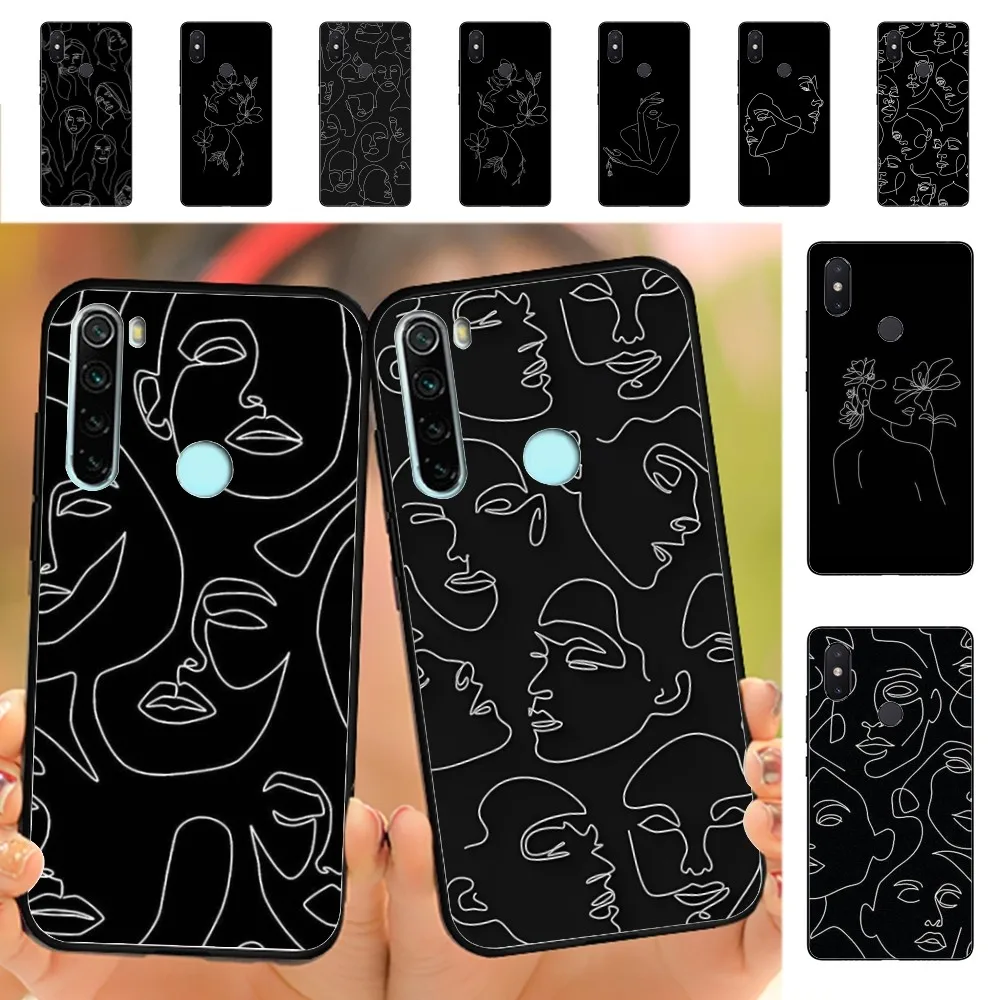 Black Stick Figure Outline  Phone Case For Redmi Note 4 X 5 A 6 7 8 T 9 9S 10 11 11S 11Epro Poco M3 pro