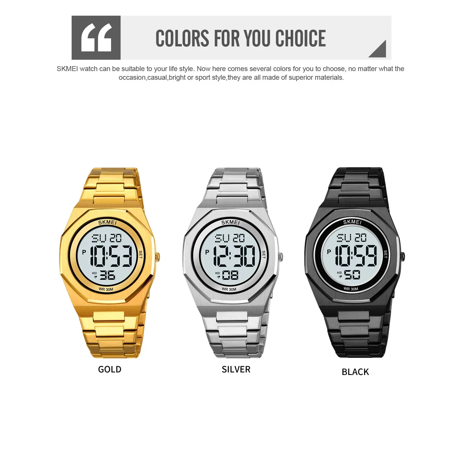 ساعات الضوء الخلفي مقاوم للماء ساعة يد رياضية رقمية جديدة SKMEI 2479 كرونو للرجال #3