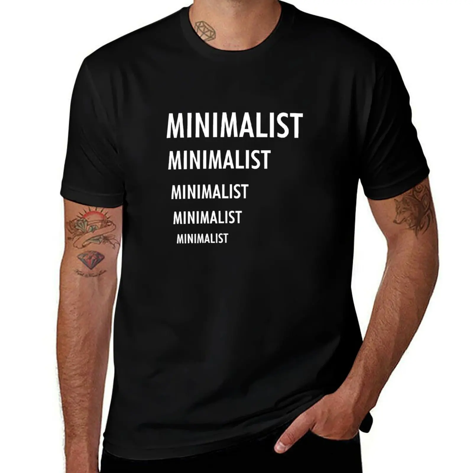 Minimalist Text Design With Descending Font Sizes T-Shirt Sports Casual Breathable Tee Shirt T-Shirt