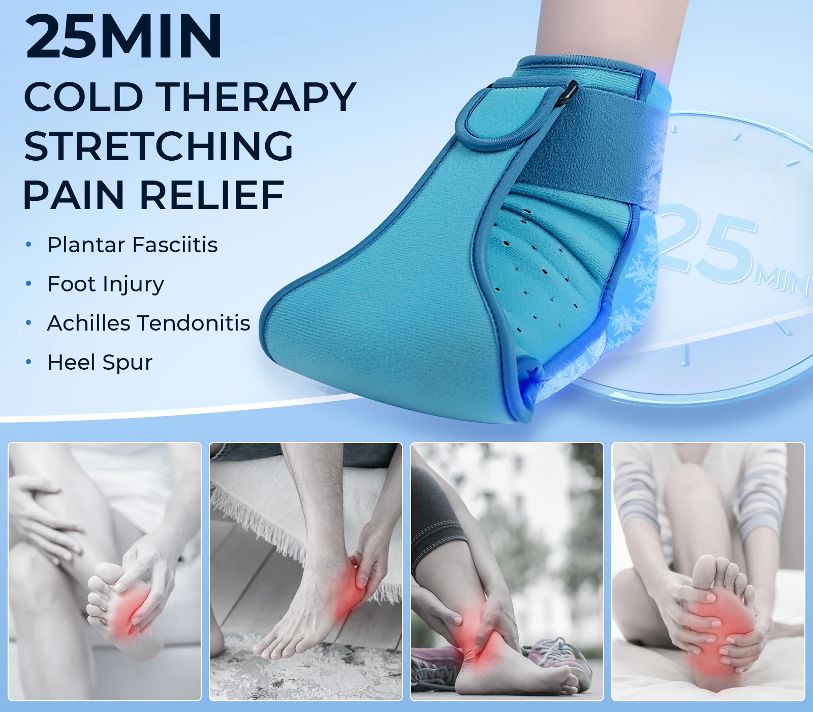 Plantar Fasciitis Splint Hot and Cold Foot Therapy Wrap with Stretching for Plantar Fasciitis Pain Relief - view 6