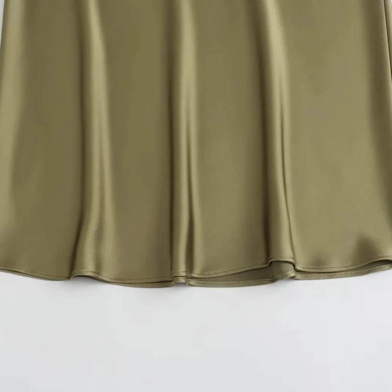 Hxao-女性用サテンモノクロスカート、ハイウエストスカート、シルクテクスチャ、エレガントなストリートウェア、スリムスカート、夏、2024