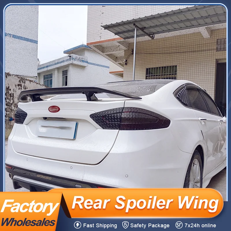 

For Ford Fusion Mondeo Sedan 2016-2025 Rear Trunk Lid Car Spoiler Wing Universal Fitment ABS Black Carbon Color Accessories