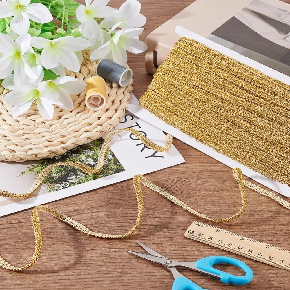 27.3 ياردة معدنية الأعرج جديلة تقليم 1/4 بوصة حريش الزخرفية البوليستر التمرير الخياطة الدانتيل ل زي Crafts بها بنفسك الحرف ديكور