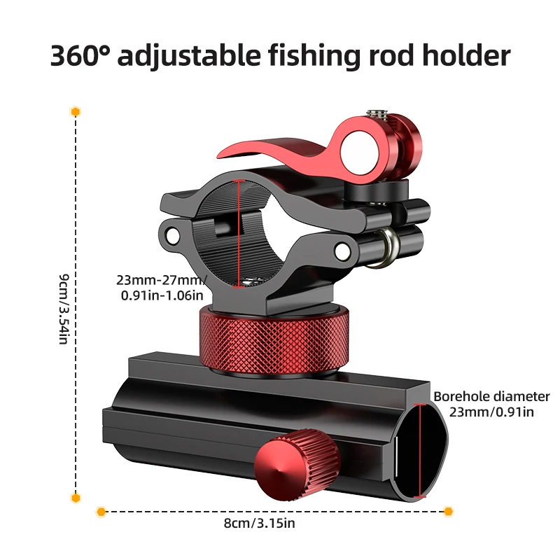 ملحقات صيد الأسماك المصنوعة من سبائك الألومنيوم، يمكن تثبيت تروس دوارة، مع تركيبات قابلة للتعديل، لصيد الأسماك #4