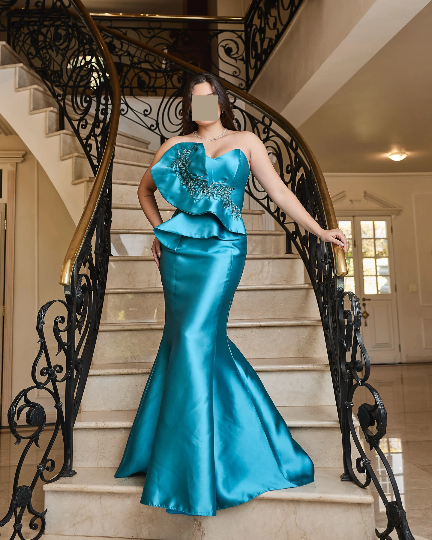 

QR Customized Elegant Trumpet Sweetheart Rhinestone Women Evening Dresses Satin Luxurious Prom Pleats Zipper Floor Length Party