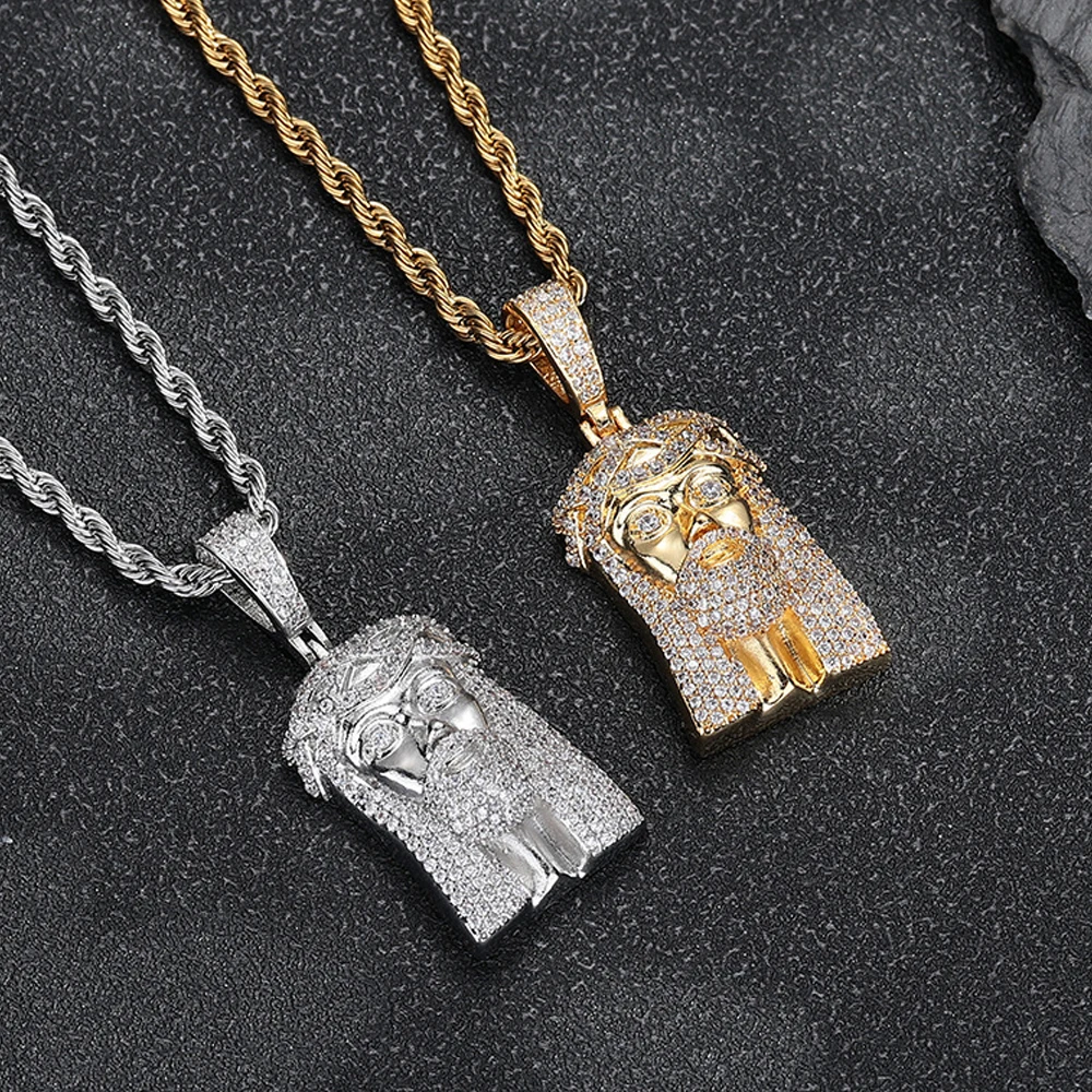 Faith Jesus Pendant Necklace Catholic Christian 18K Gold Plated Jewelry Dad Gifts From Kids Wife Birthday Present
