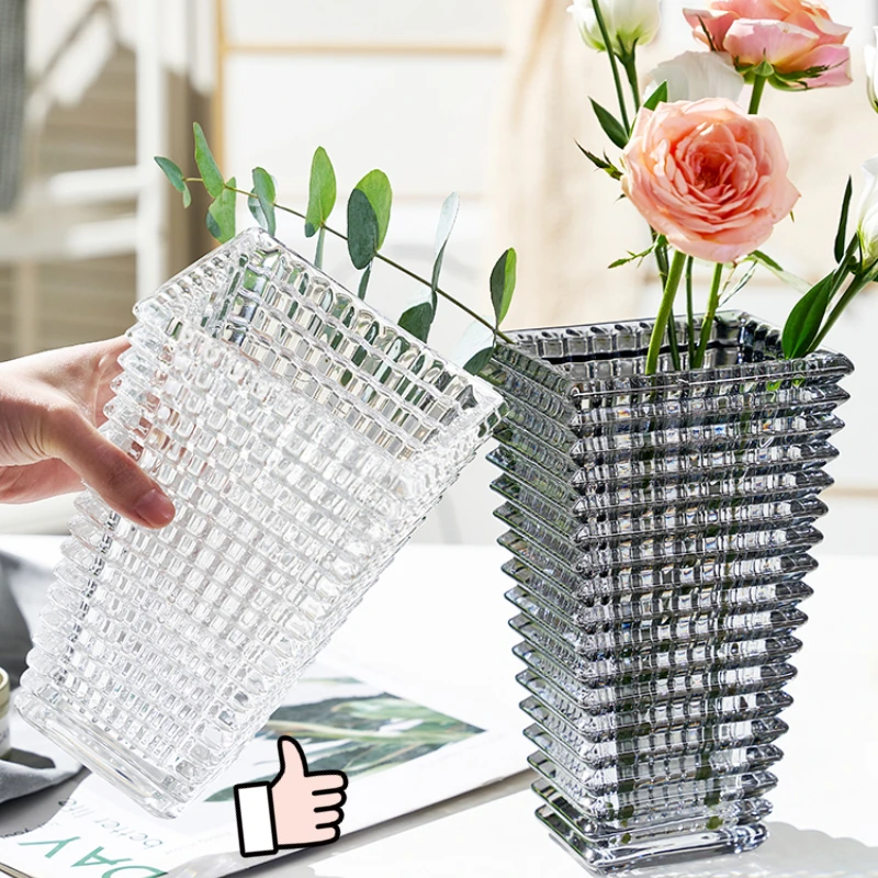 Bright and Heavy Crystal Glass Vase, Dried Flowers, Desktop Decoration, Decorative Utensils, Home Decorations