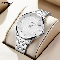 SINOBI Casual Men's Watches Fashion Silver Mans Quartz Wristwatches Top Luxury Male Best Gifts Clock Business Relogio Masculino