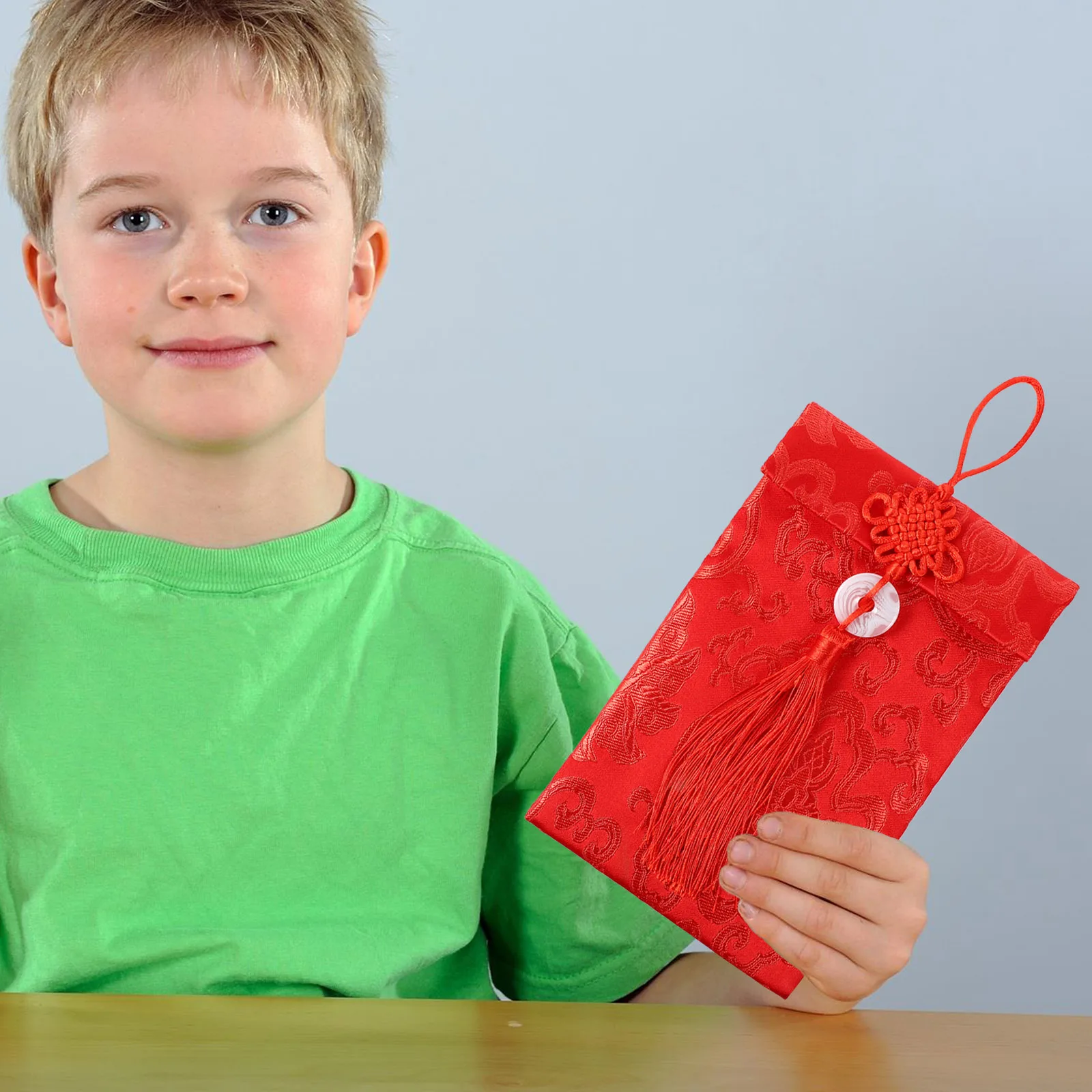 Creatieve Brokaat Rode Envelop Goud Stempelen Ontwerp Nieuwjaar Geldpakket Party Rode Zak Cadeau Geld Opbergtas