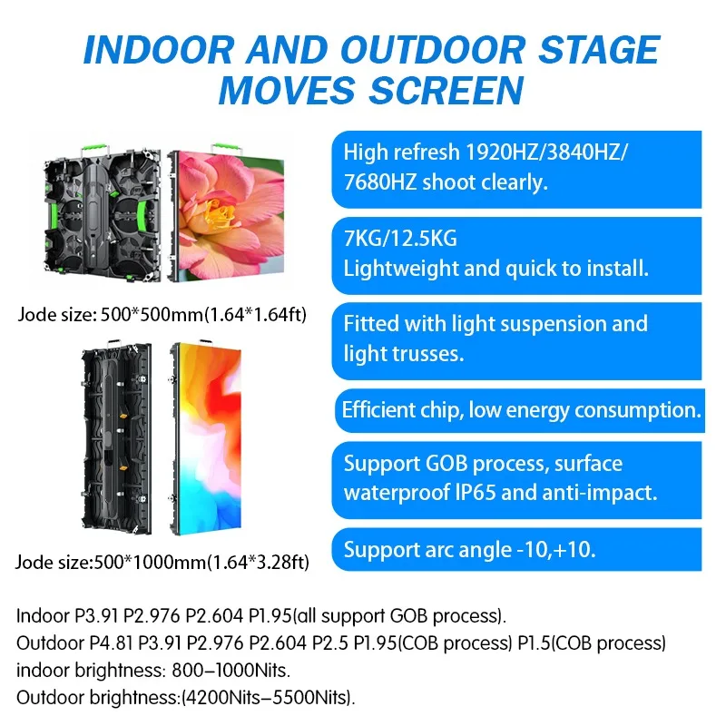 5x2m LED Rental Display Screen Full Color HD Video Wall Kit for Events Concerts Wedding Stage Brand Promotion Factory Direct