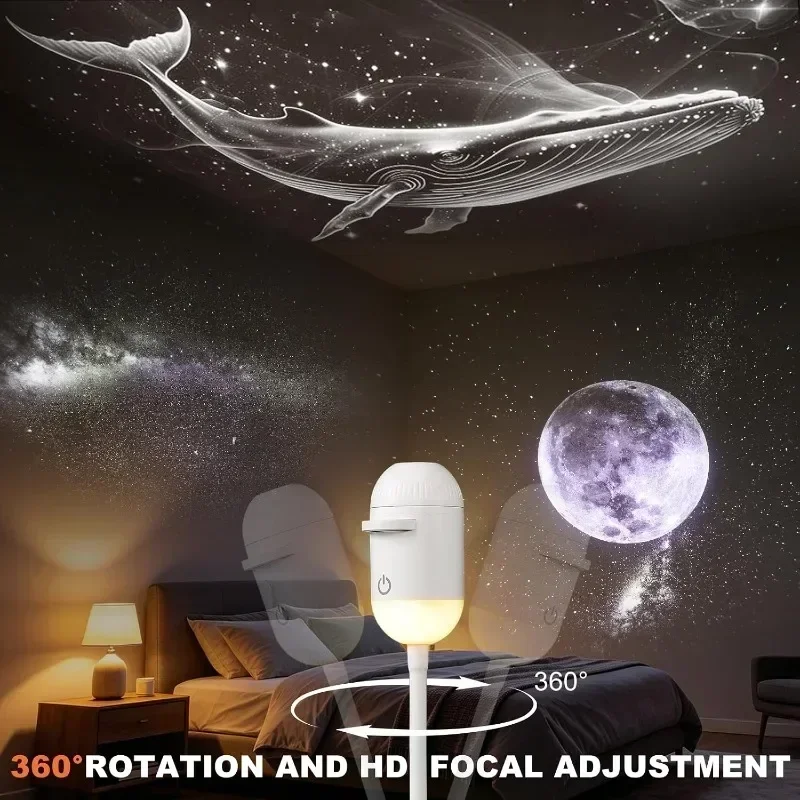 USB Starry Sky Projector Night Light 360° Adjustable Galaxy Atmosphere Lamp for Car Interior Home Bedroom Romantic Nightlight