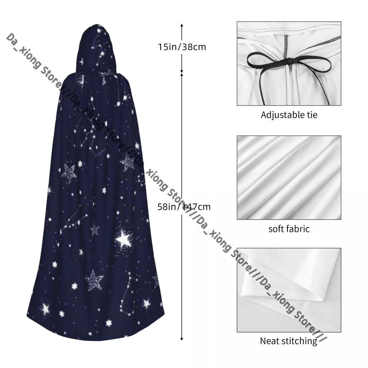 Unisex Halloween mantel ruimte Galaxy sterrenbeeld Zodiac Star Cape middeleeuws kostuum met capuchon heks Wicca vampier