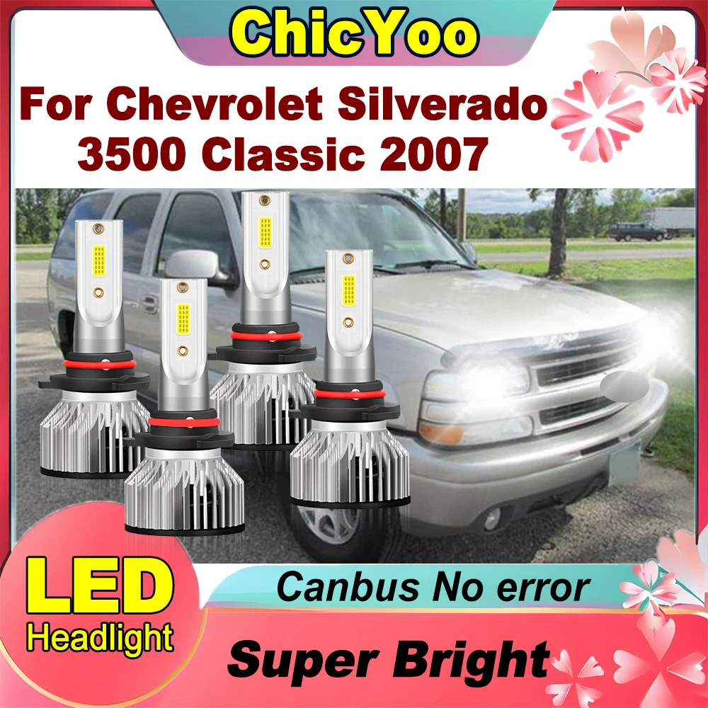 

High Low Beam 9005 9006 Car LED Headlights Turbo HeadLamps Canbus No error 6000K White For Chevrolet Silverado 3500 Classic 2007