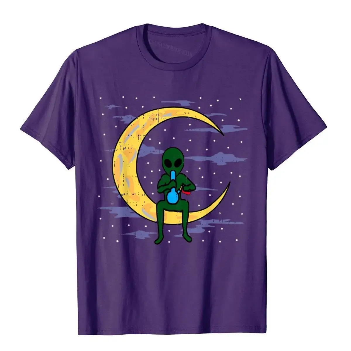 Alien Smoking Bong High Moon CloudsGift T-Shirt Cotton Top T-Shirts For Men Outdoor T Shirt On Sale Holiday