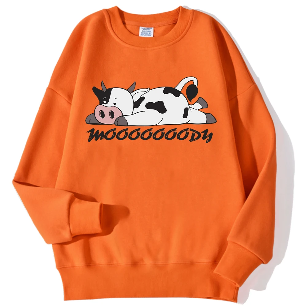 Fashion Womans Sweatshirt Kawaii Spotted Cow Printing Pullover Breathable Loose Fleece Warm Hoodies Autumn Winter Sportswear