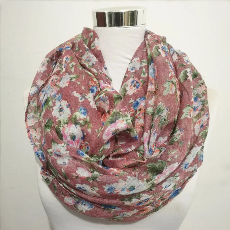 New floral infinity scarf for women flower cute scarf echarpe hiver femme chaude winter scarf for women