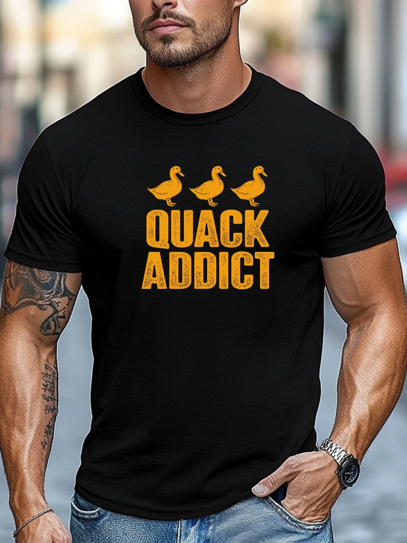 

Мужские футболки с короткими рукавами QUACK ADDICT Print Летняя футболка Ежедневные топы