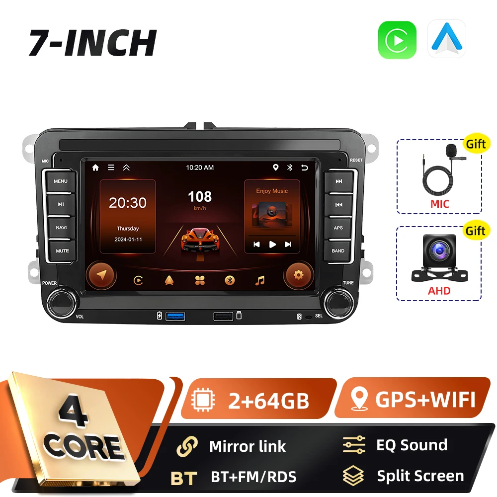 Podofo Carplay 2Din Android Auto Multimedia Speler voor VW SAGITAR JATTA JETTA MAGOTAN Android Auto GPS Mirror Link Auto Audio